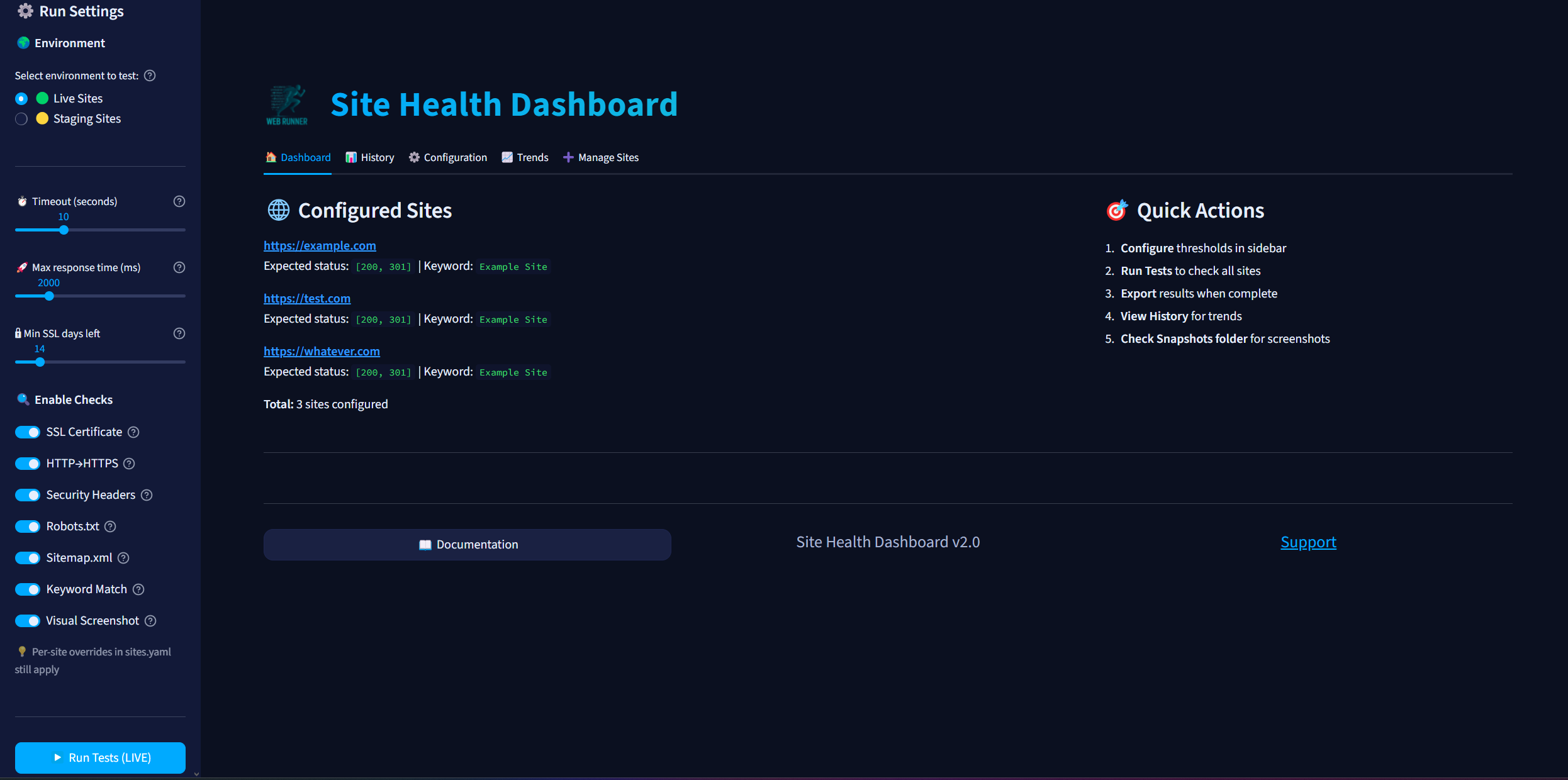 Site Health Dashboard Preview